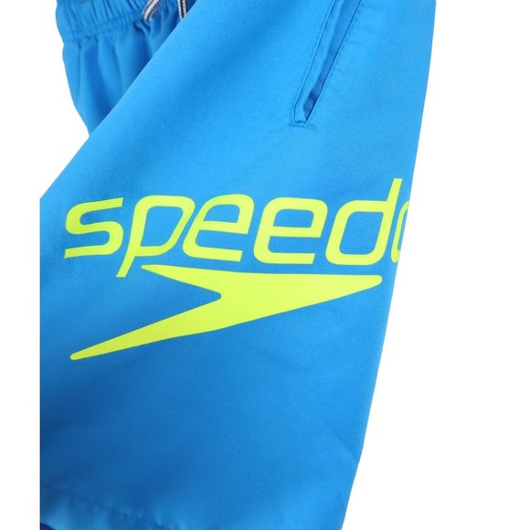 4/$25 SPEEDO Mens Size M Blue Neon Green Logo Swim Trunks - Picture 3 of 5